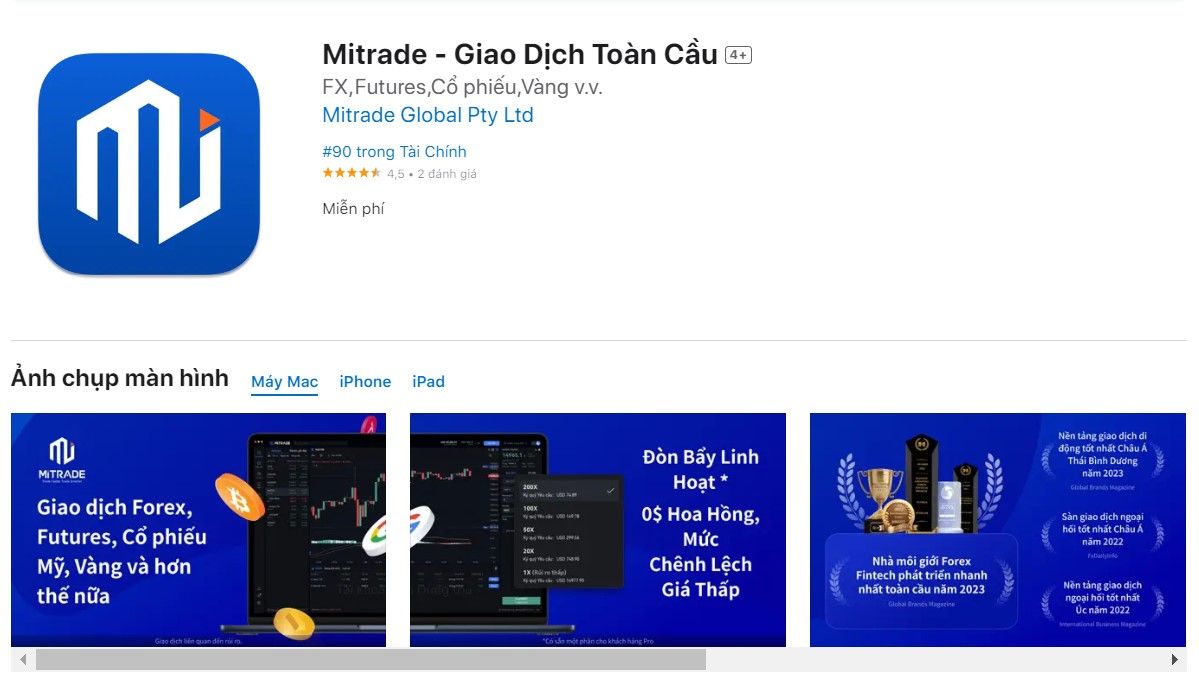 Mitrade - ứng dụng theo dõi giá vàng chính xác nhất